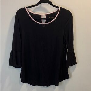 Kate Spade PJ Set Black Light Pink Trim Size Small